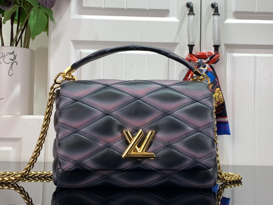 m25107-LV-Кварцевая сумка с тисненым узором и цепочкой, средний градиентный фиолетовый цвет