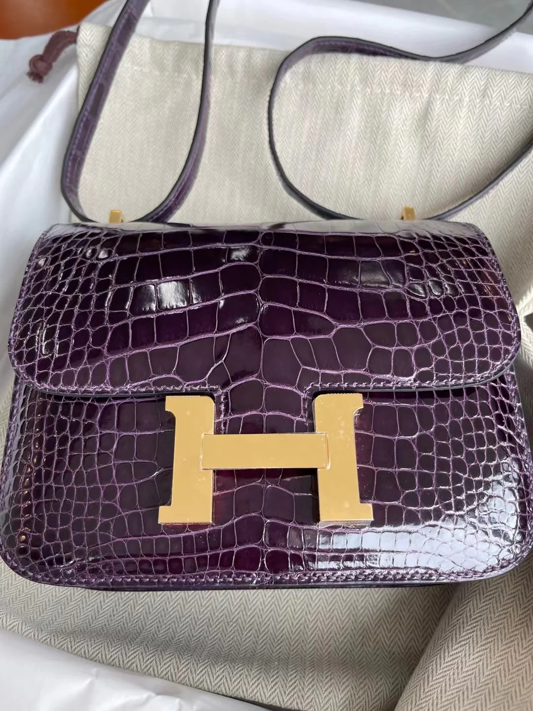Hermes Constance 19 Premium Purple N5 Plus Фиолетовая золотая пряжка