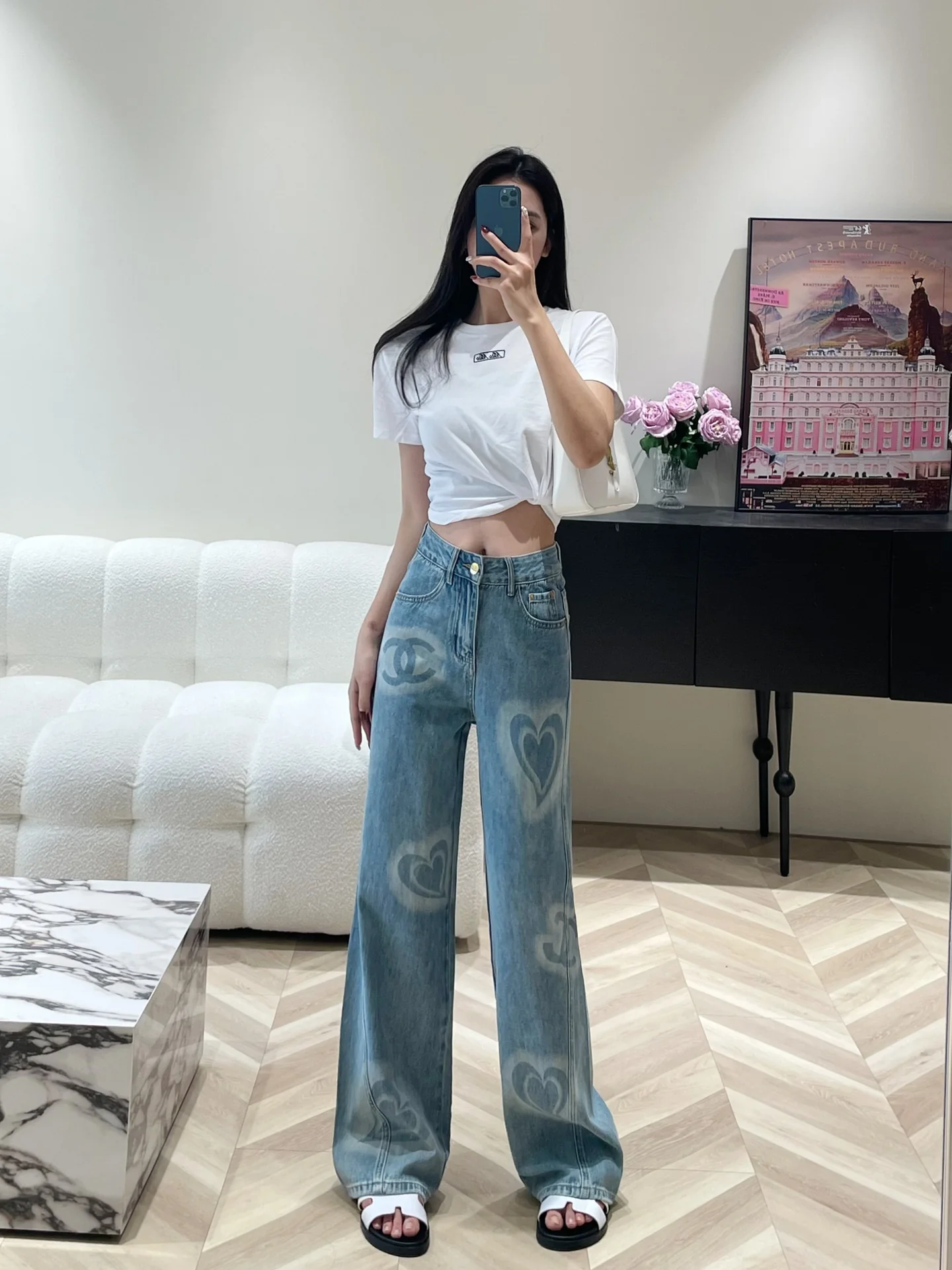 Классические джинсы Chanel 2403 с принтом