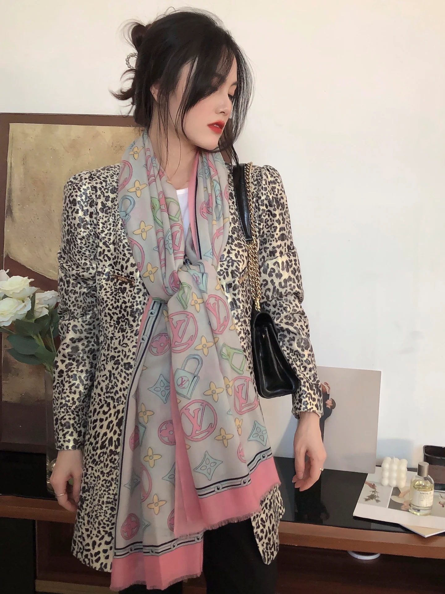 Длинный шарф LV Monogram - 110-200 см - 100% высококачественный кашемир