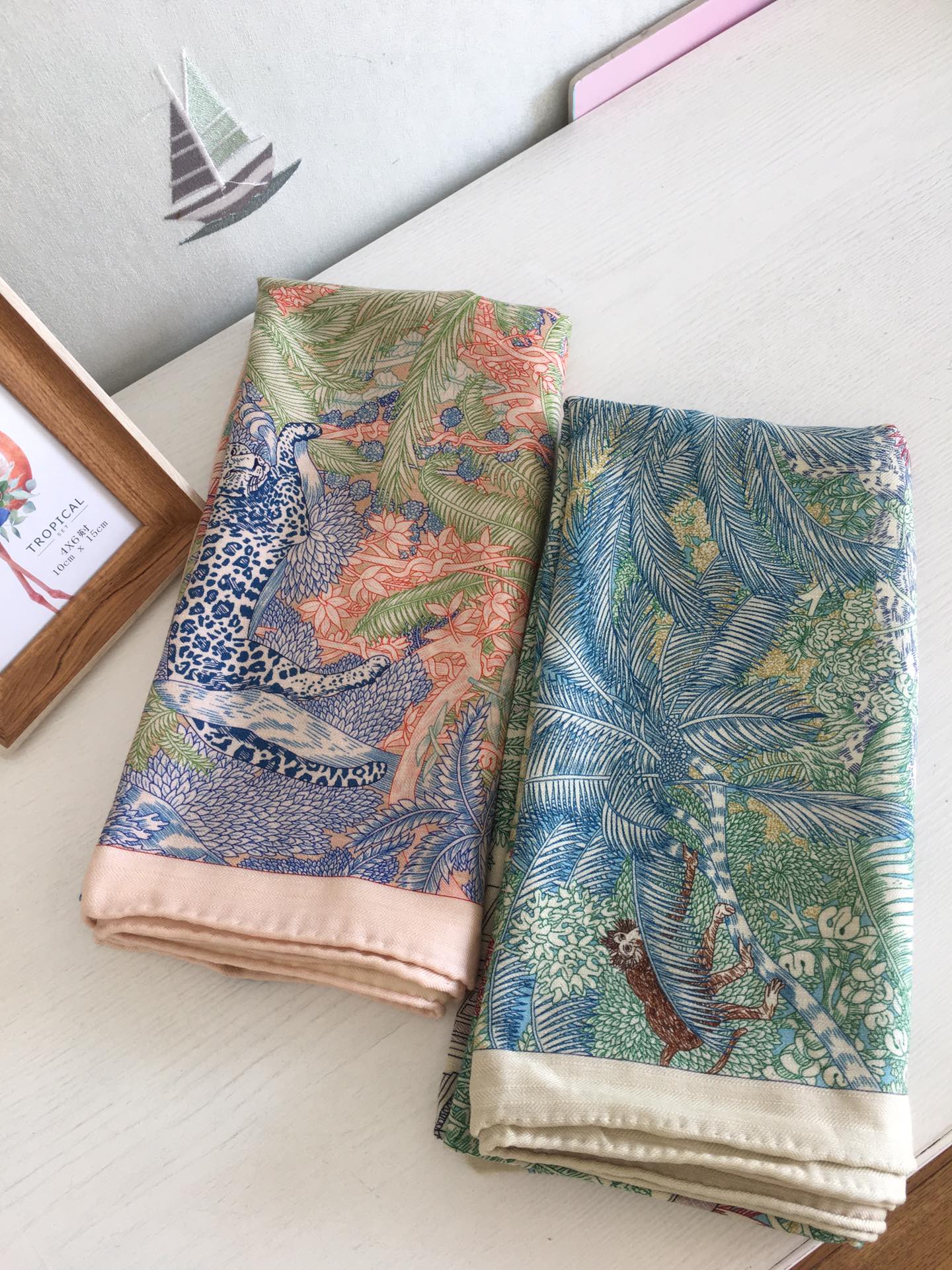 Двусторонний бархатный платок Hermes 140 - 2 шт.