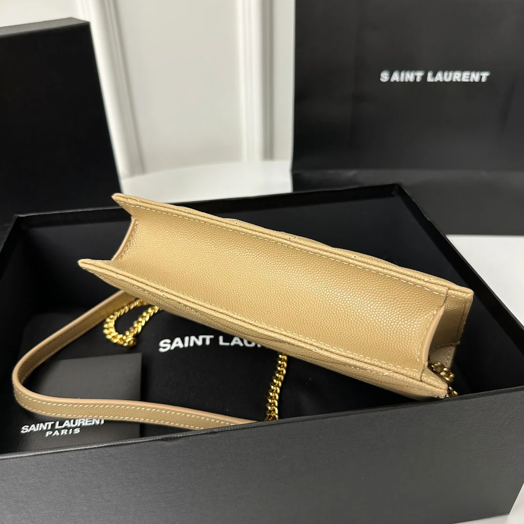 YSL Monogram Caviar WOC Apricot с золотой пряжкой, 22 см