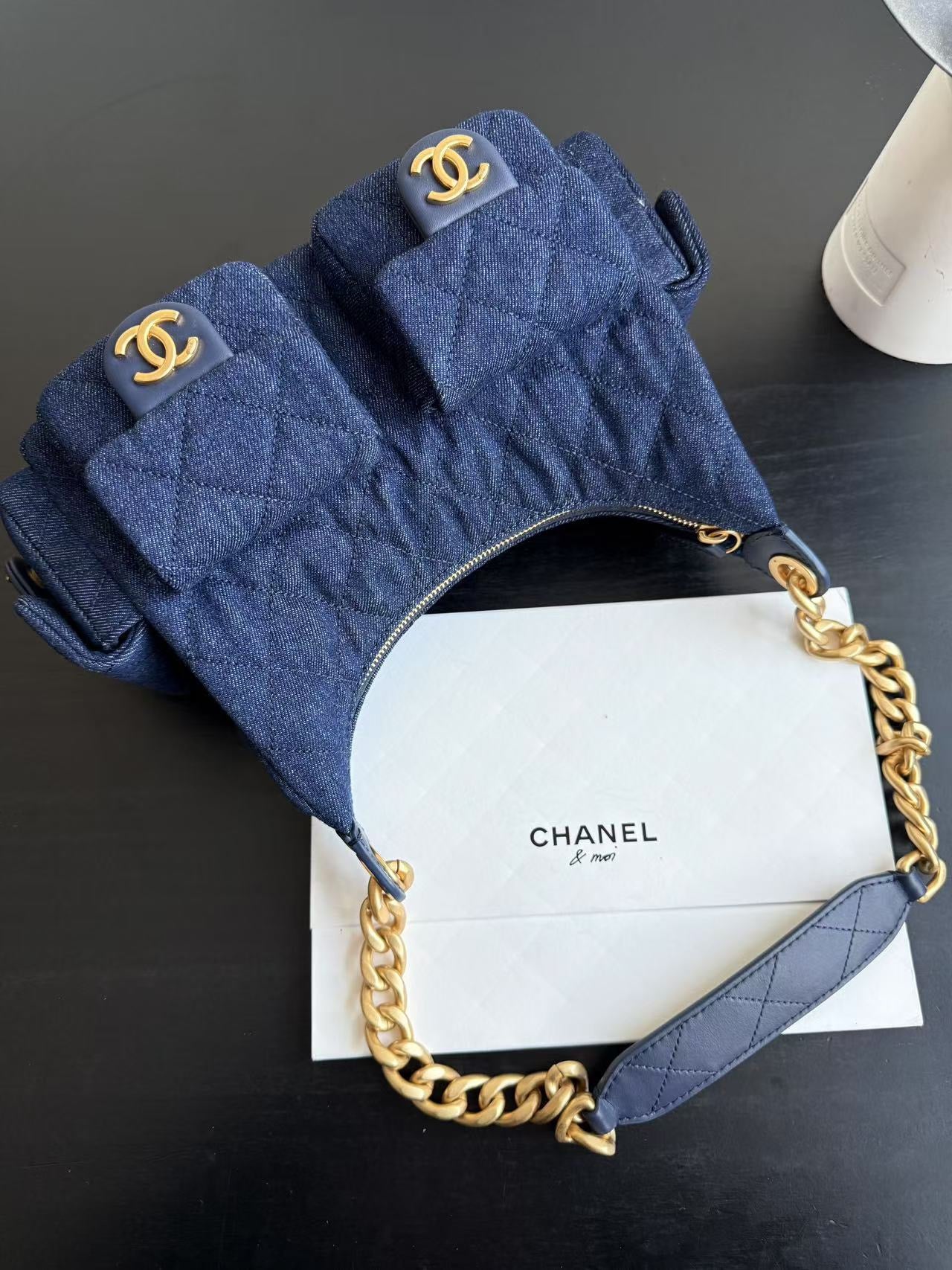 Chanel 25 Chobo Denim Small - Темно-синий