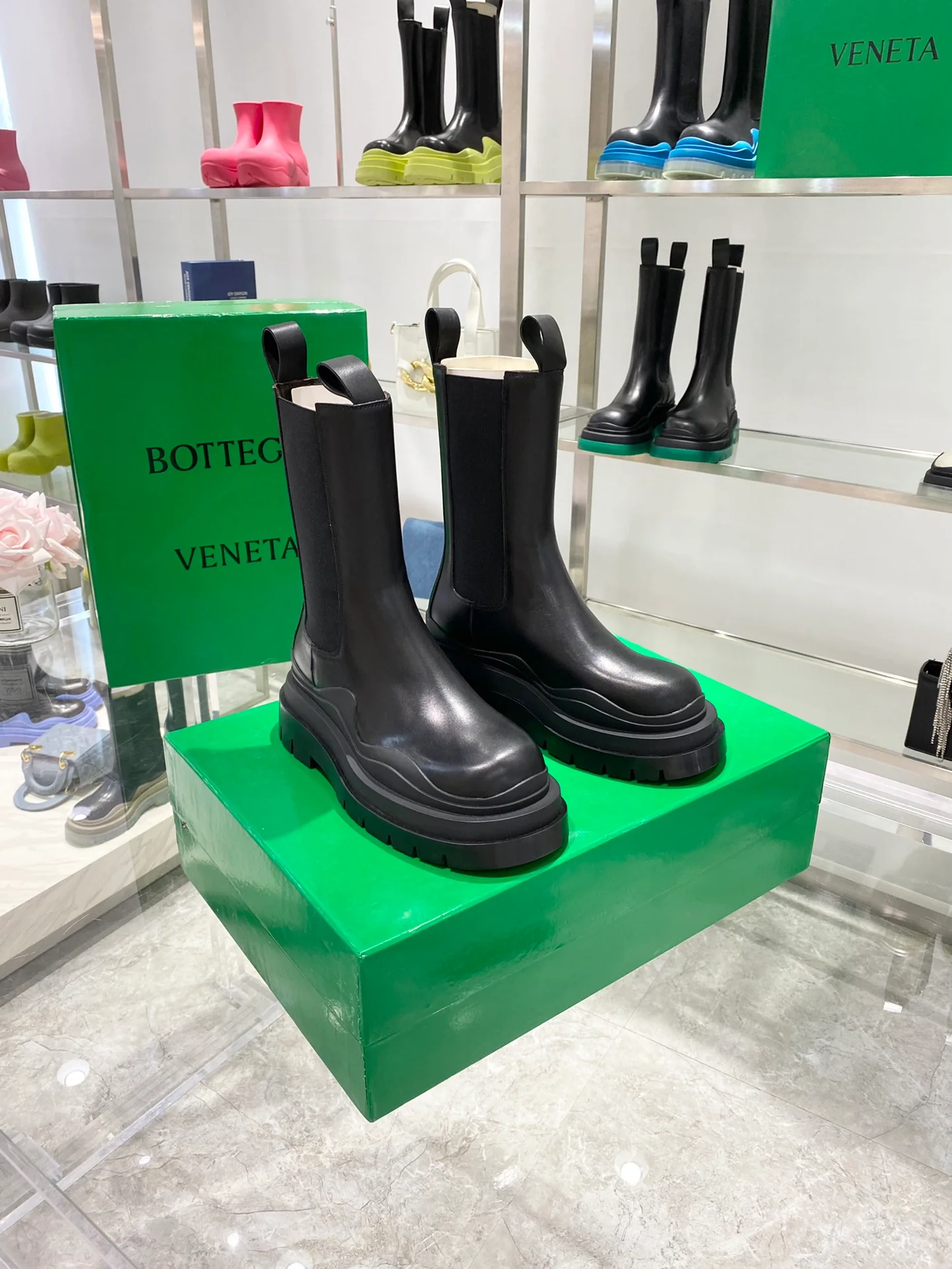 Сапоги BV до середины икры - черные