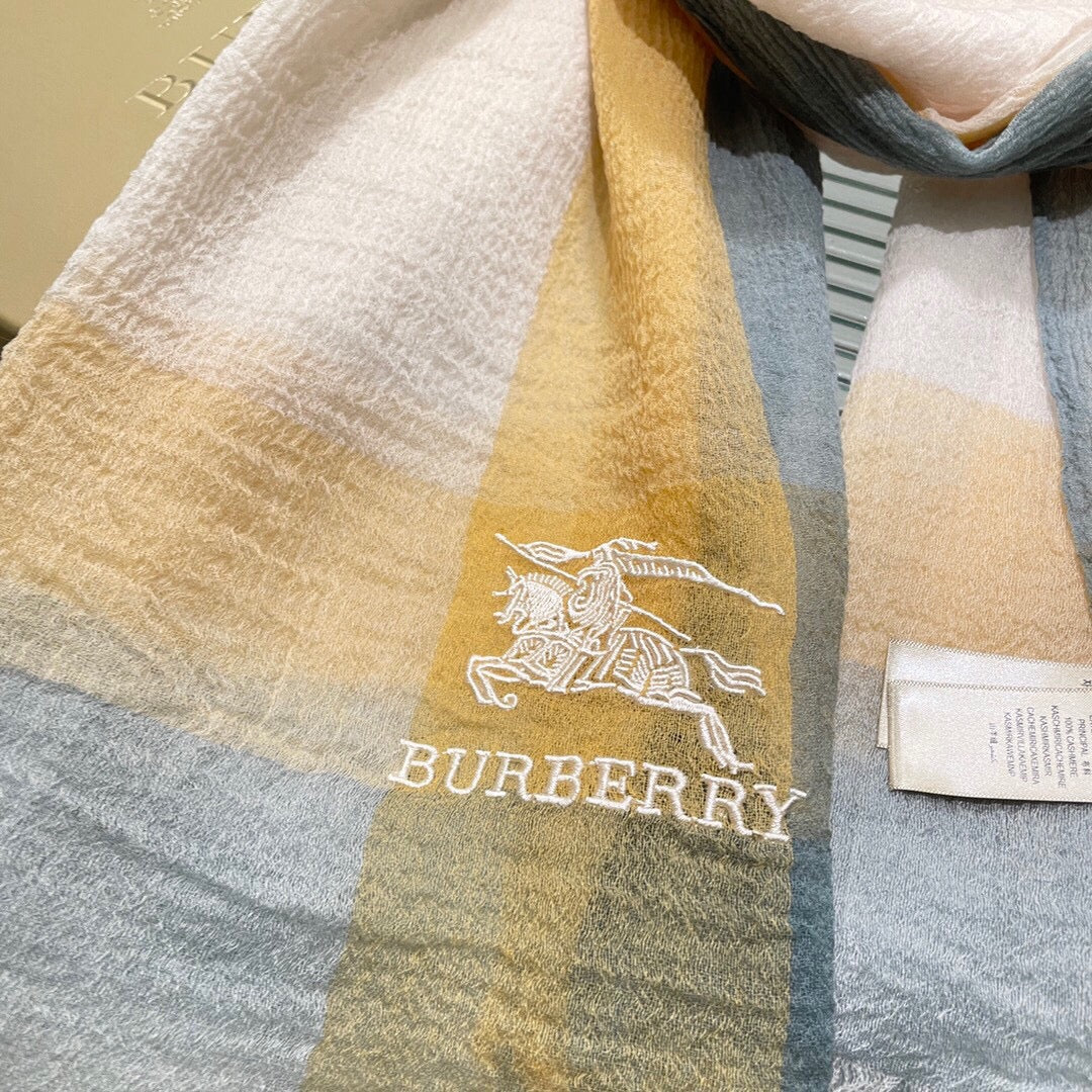 Кашемировый шарф Burberry - 90-200 см - желтый