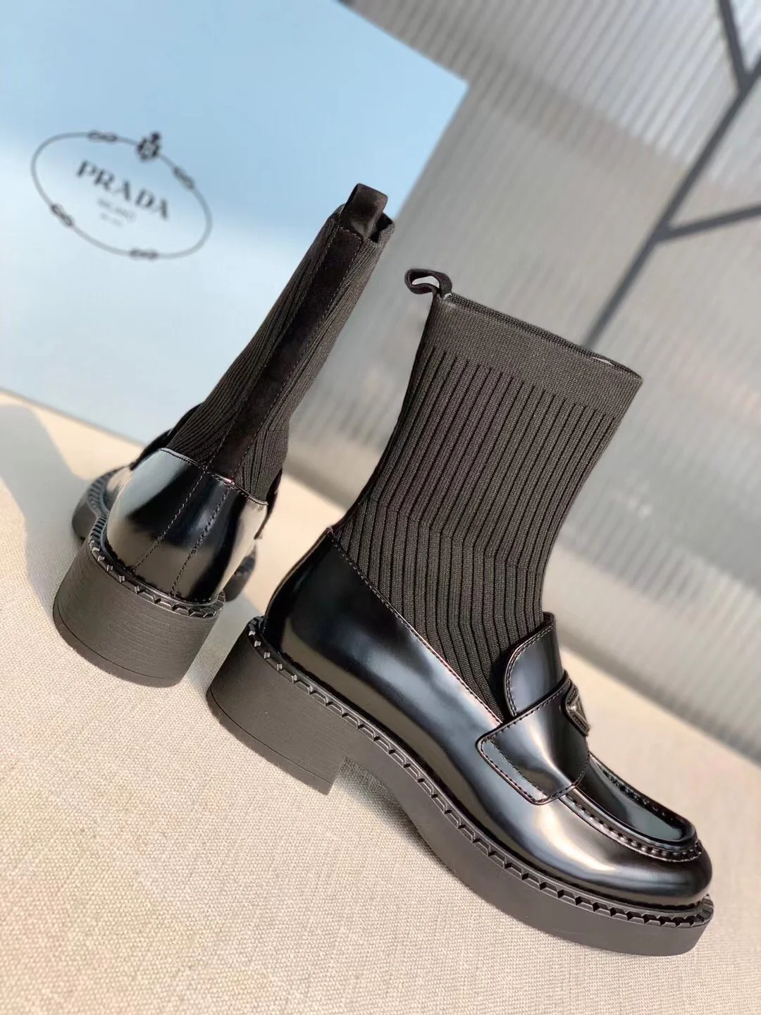 Обувь Prada - Prada - классические ботильоны-носки - лоферы - черные