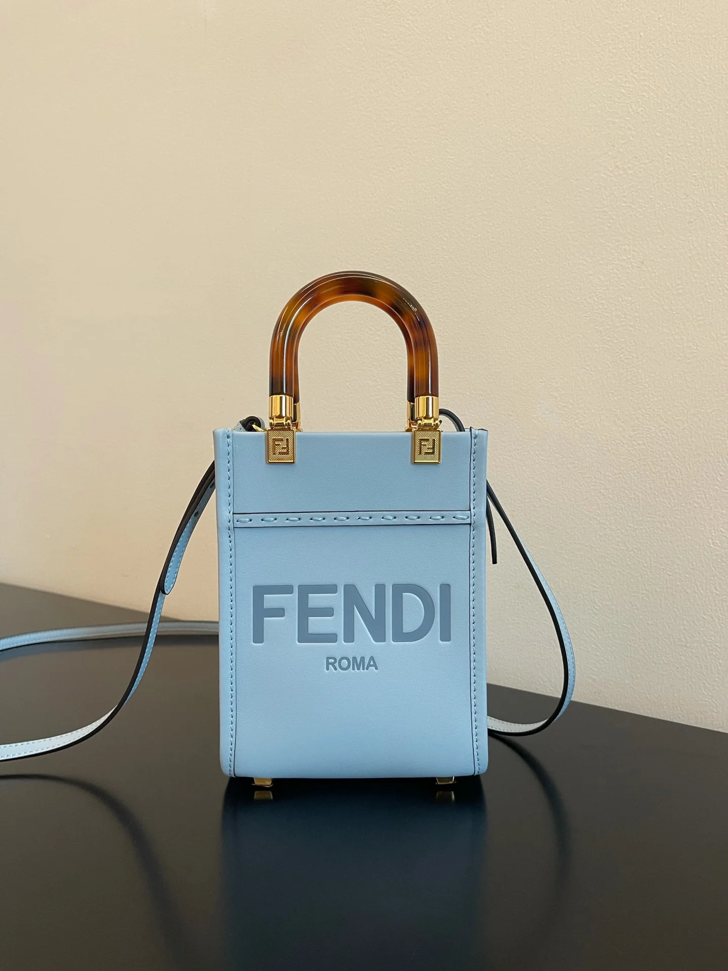 Сумка-тоут Fendi Sunshine - Мини - Светло-голубая