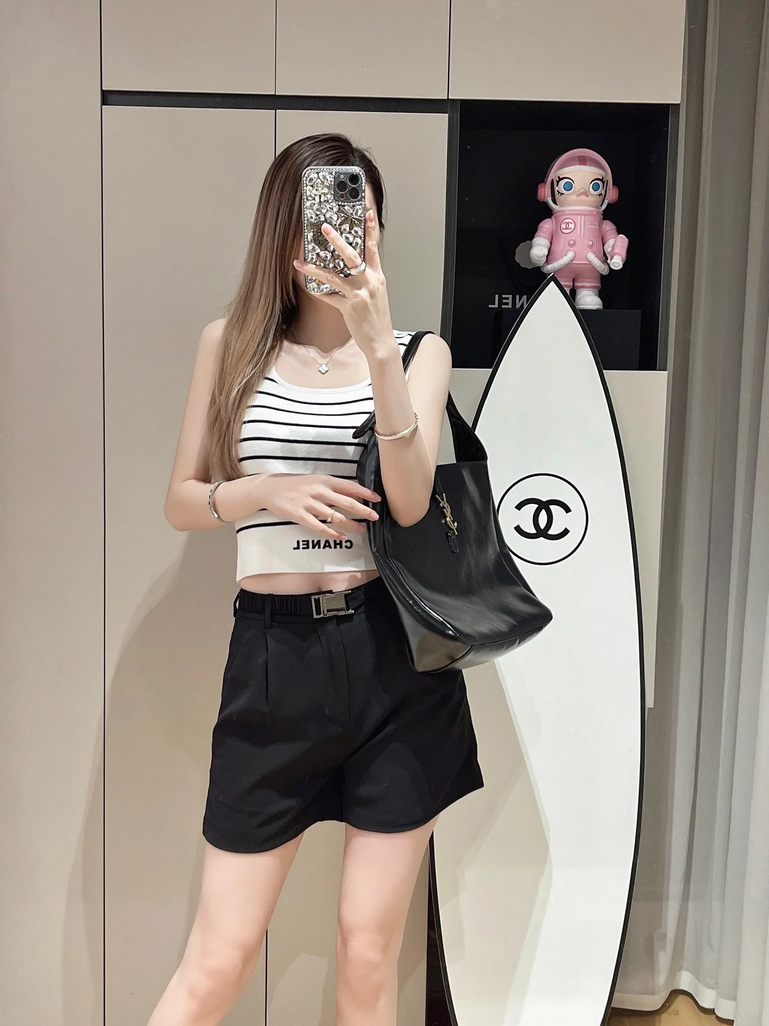 Вязаная майка Chanel 2403 в полоску с цветовыми блоками - 1 шт.