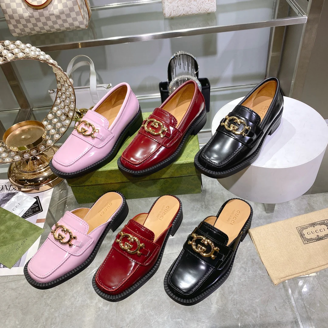 Лоферы Gucci с квадратным носком (без шнурков)