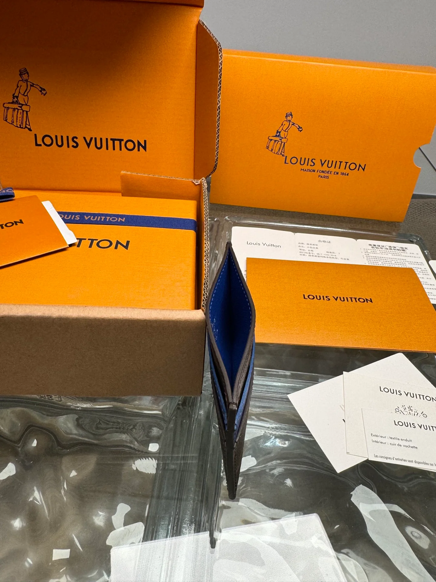 LV-m12843-monogram-macassar card holder-blue