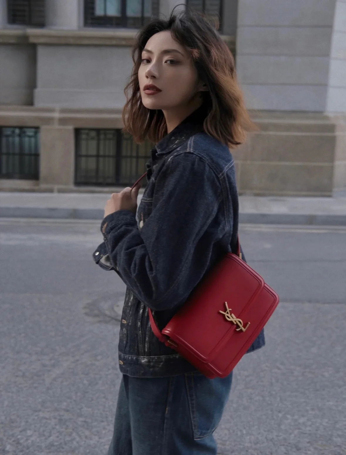 Сумка YSL Box Saint Laurent Tofu Bag - Большая - Бордовая