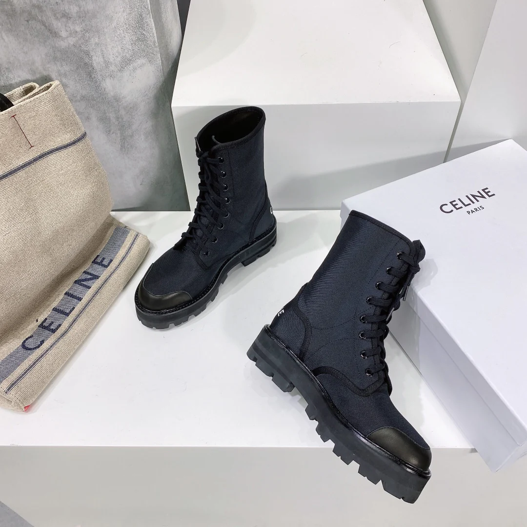 Обувь Celine - Celine - Высокие ботинки на платформе - Ботинки Dr. Martens из парусины
