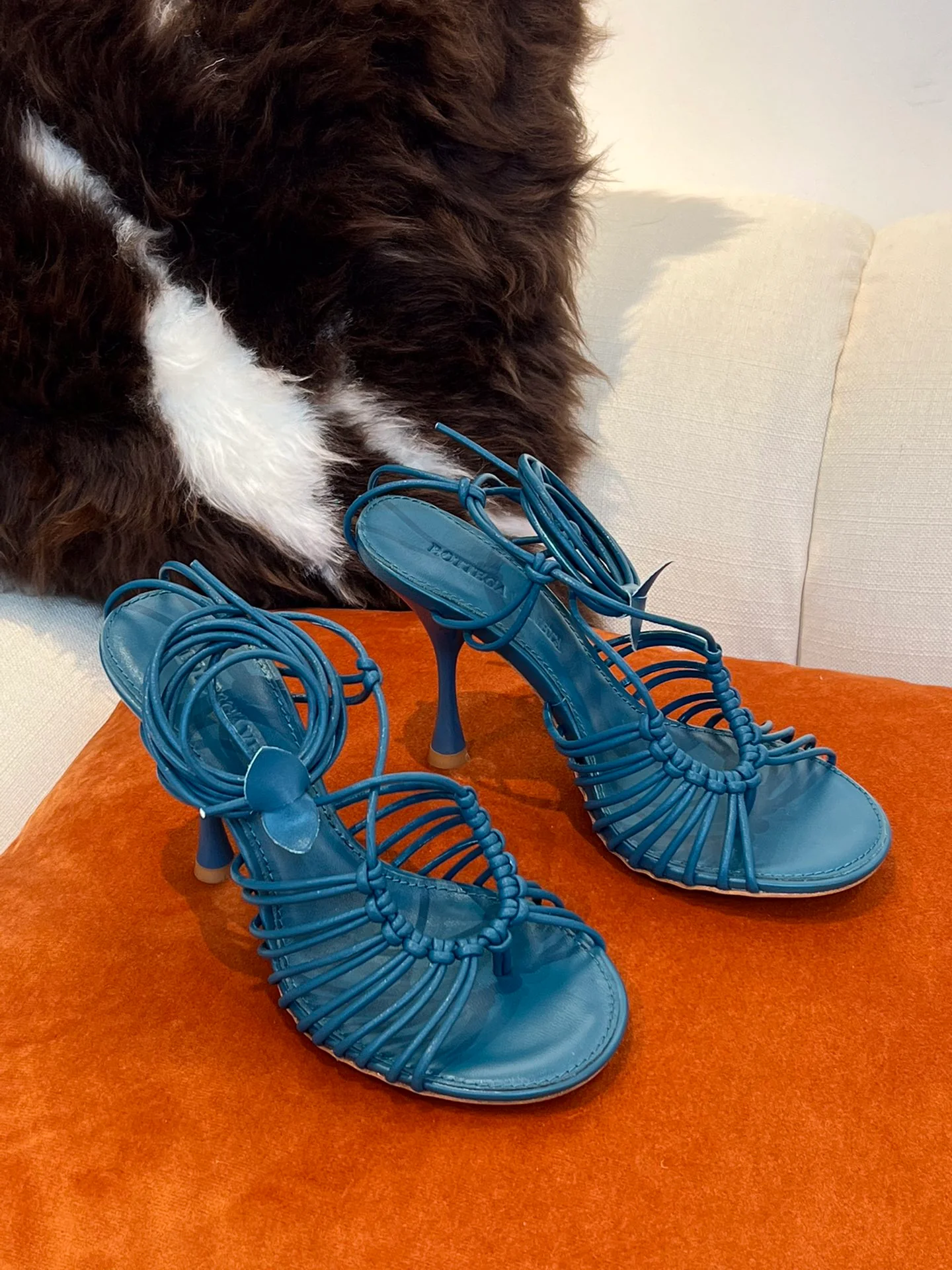 BV - Синие туфли на высоком каблуке со шнуровкой