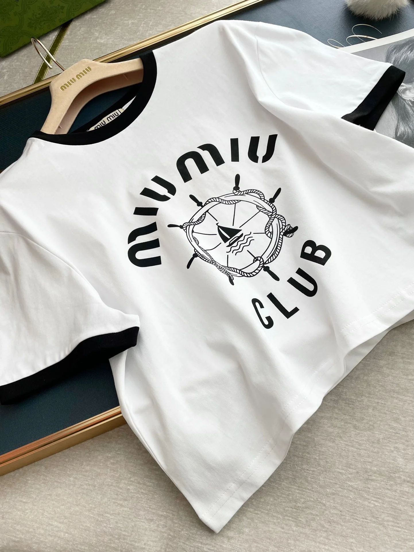 Футболка с коротким рукавом Miu Miu-2404 с рисунком руля