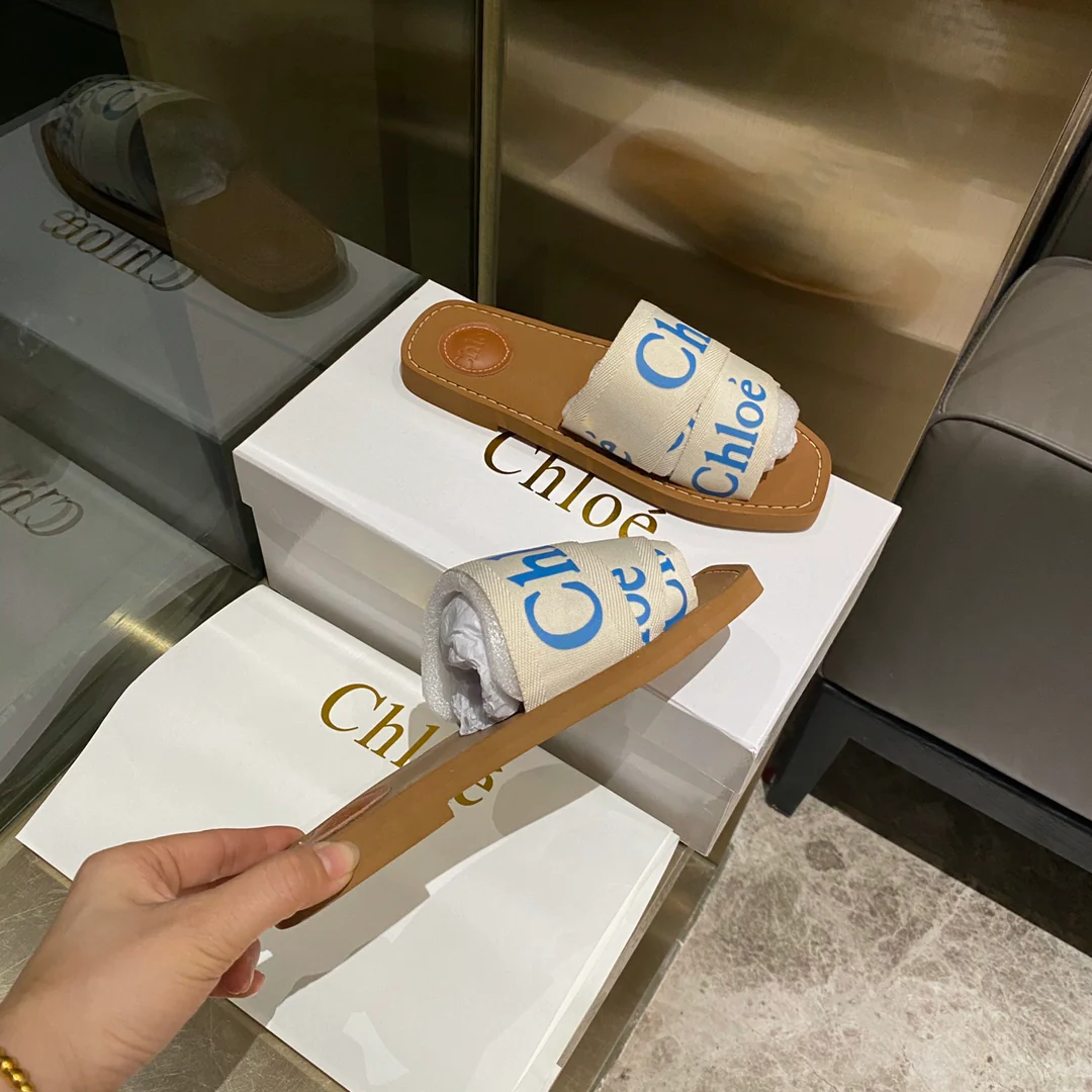 Туфли Chloe - Тапочки Chloe Woody с логотипом - синие