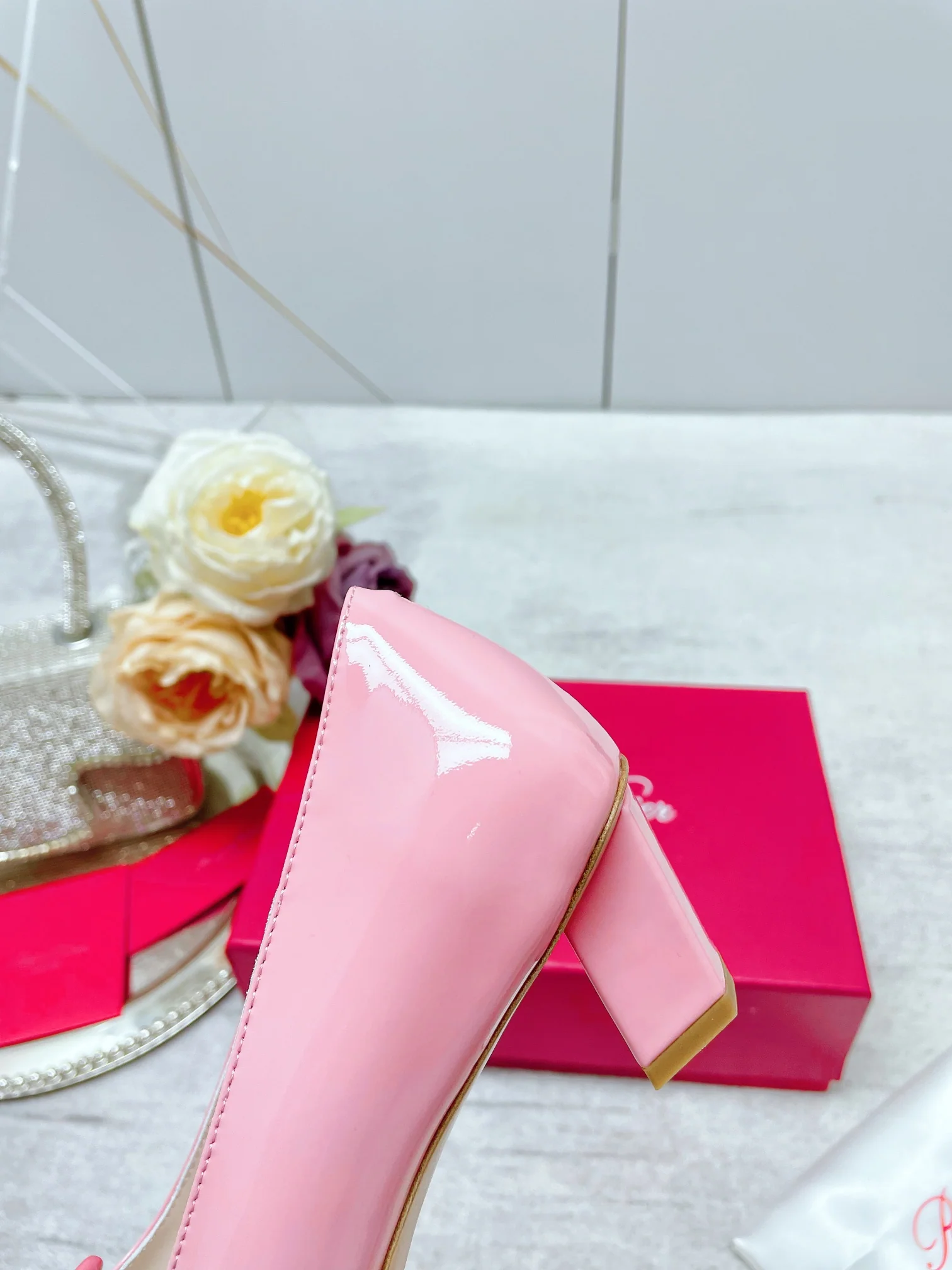 Обувь RV - Новинка ранней весны 2023 года - Элегантные туфли на низком каблуке - Розовые