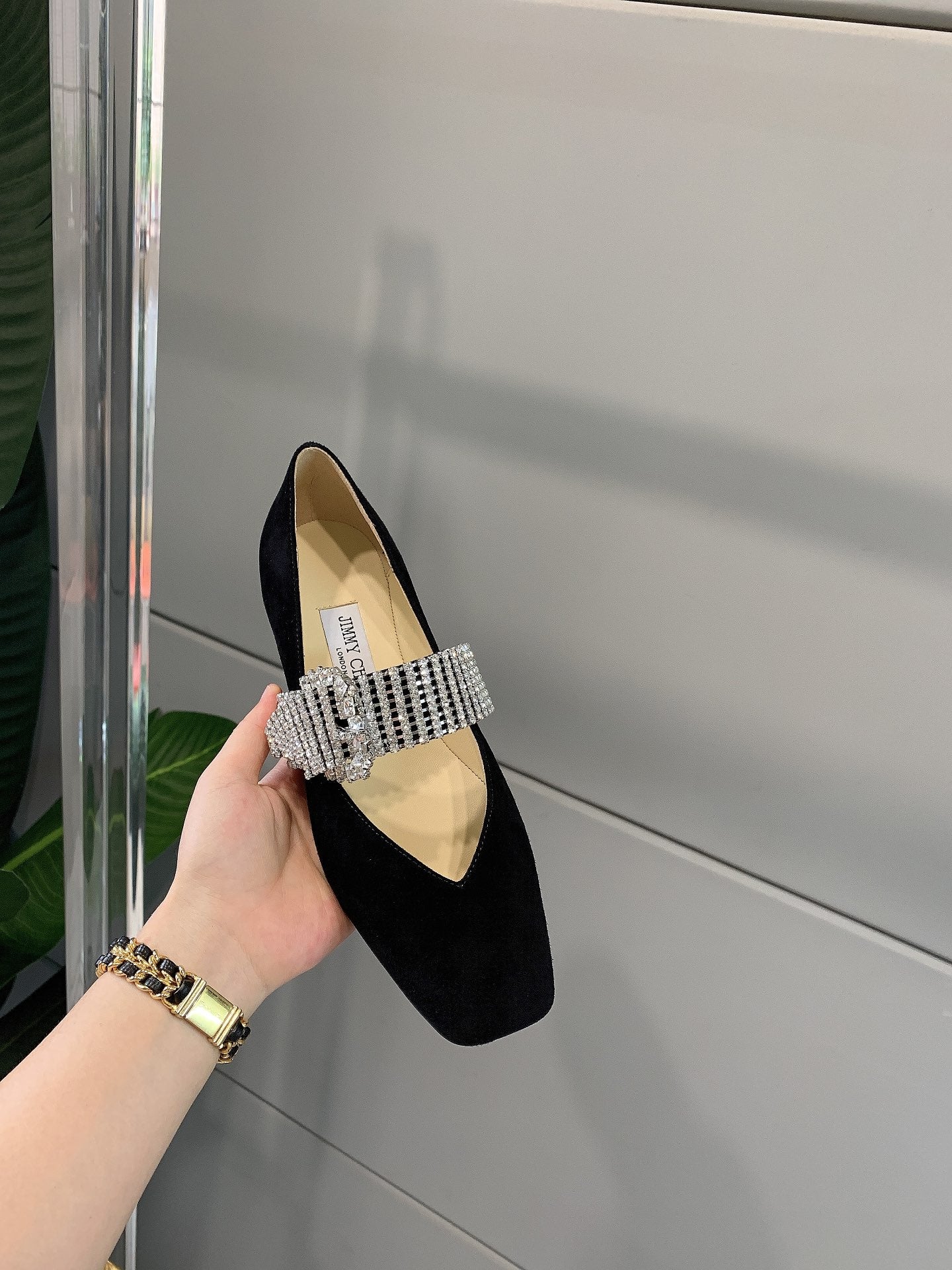 Балетки Jimmy с квадратным носком и стразами