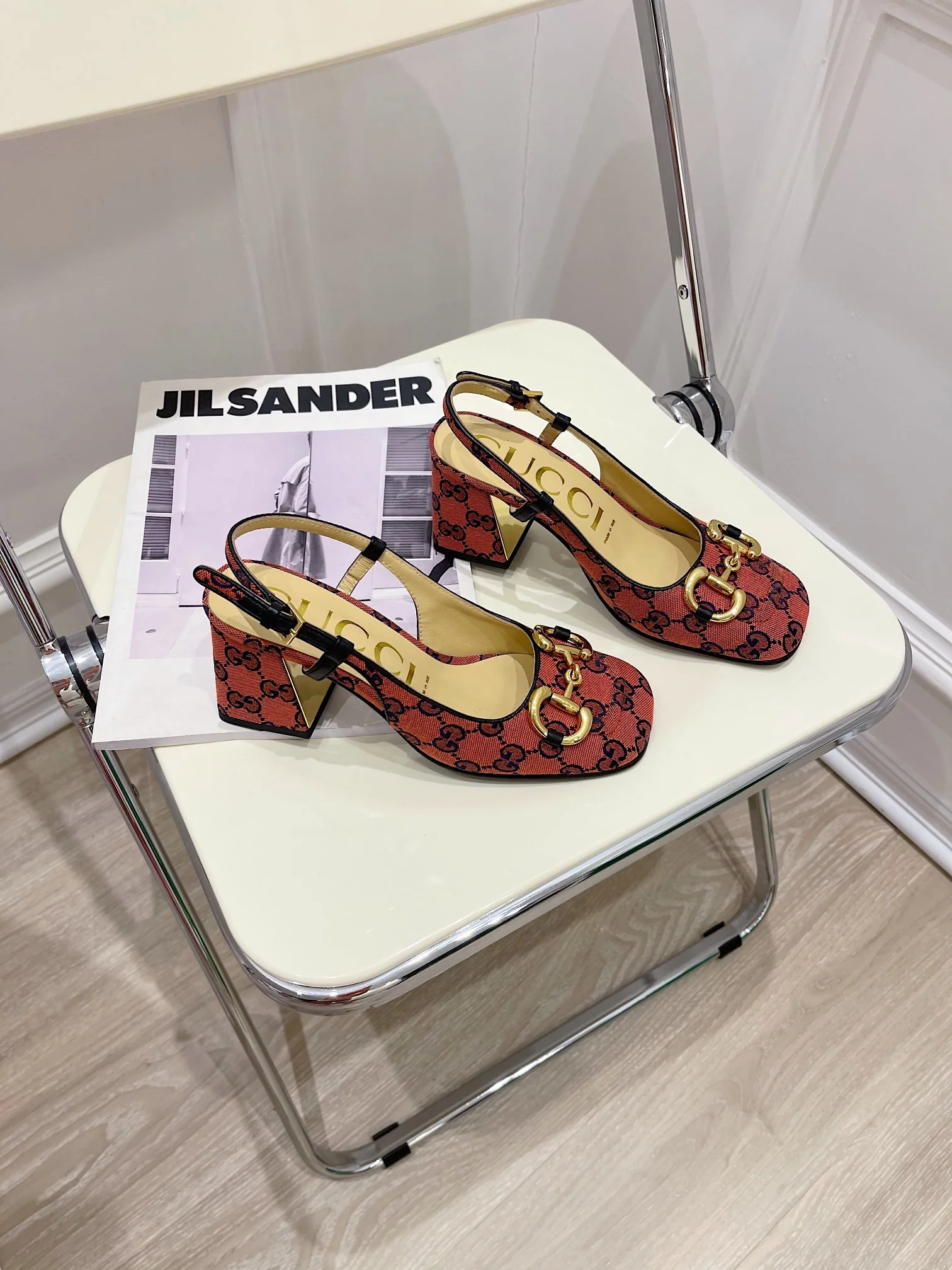 Gucci - Ретро с квадратным носком - Массивный каблук - Низкий каблук - Сандалии