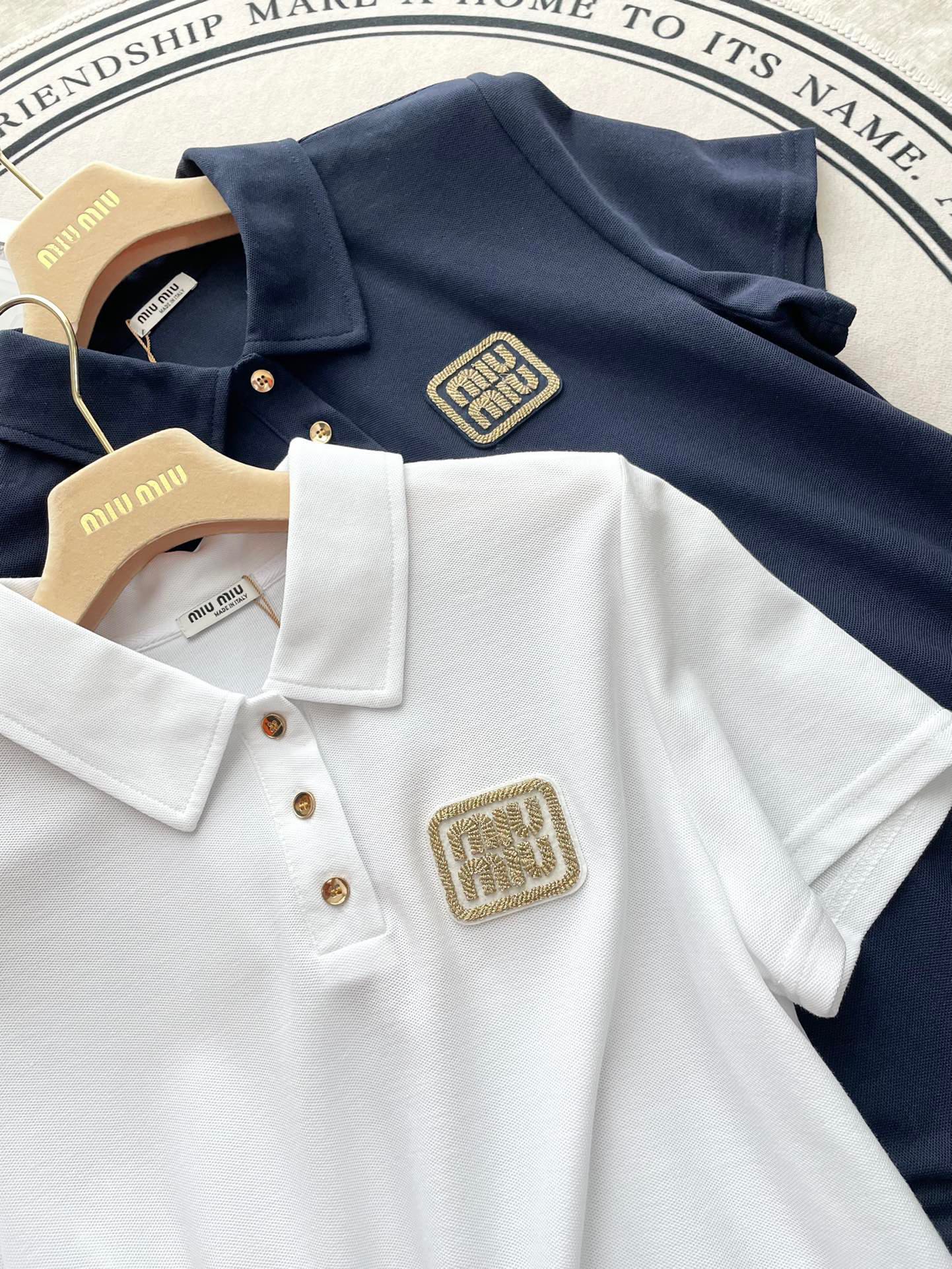 Miu Miu-2404-Футболка с коротким рукавом и воротником-поло