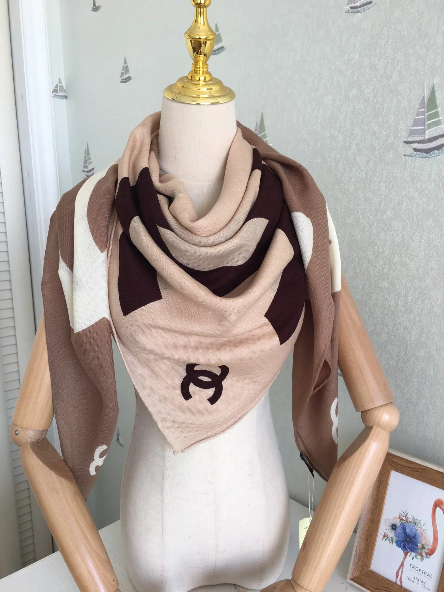 Большой квадратный шарф Chanel - 140 см - 30 - Шелк 70 - Шерсть - 1