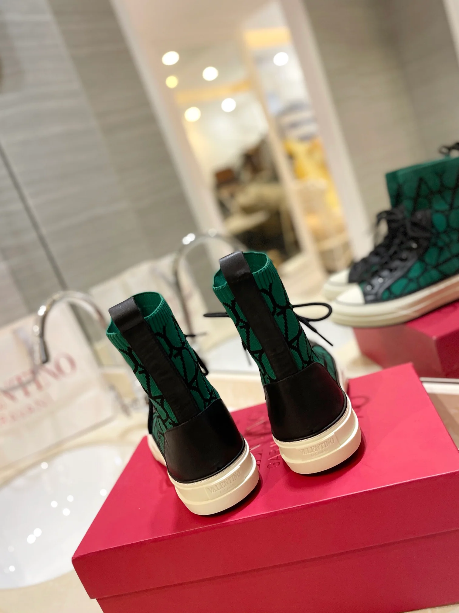 Туфли-носки Valentino до середины икры - унисекс - зеленые