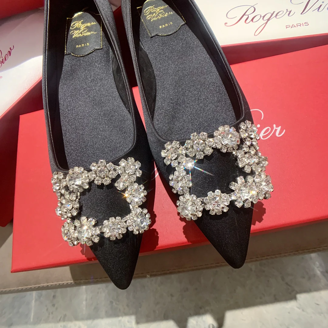 RV - Плоское дно - Шелк с пряжкой из страз - Черный