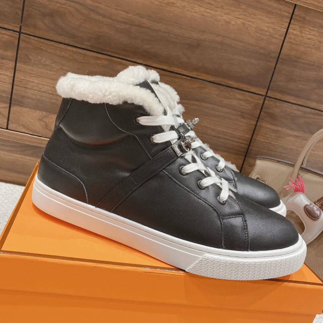 Высокие шерстяные кроссовки Hermes Kelly - унисекс - черные