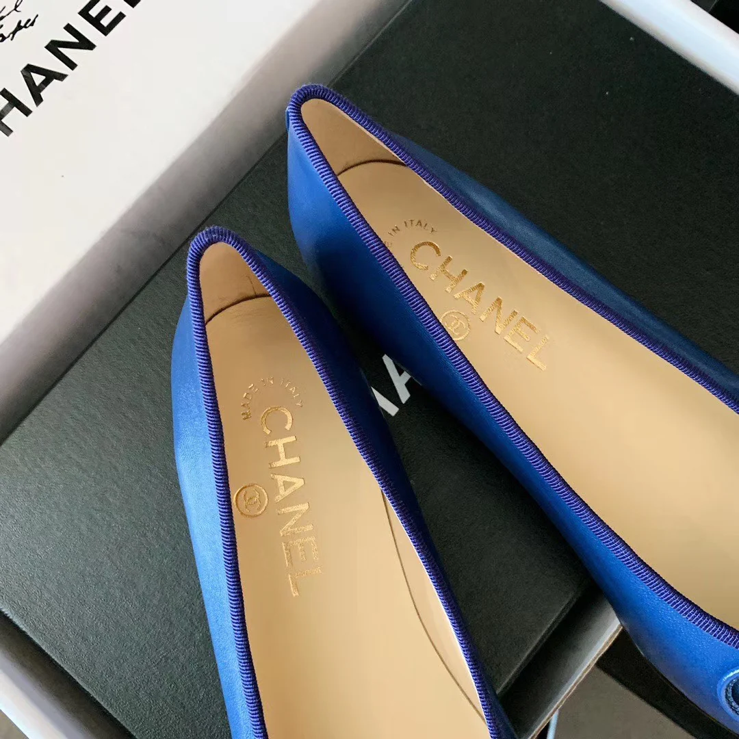 Классические балетки Chanel - темно-синие