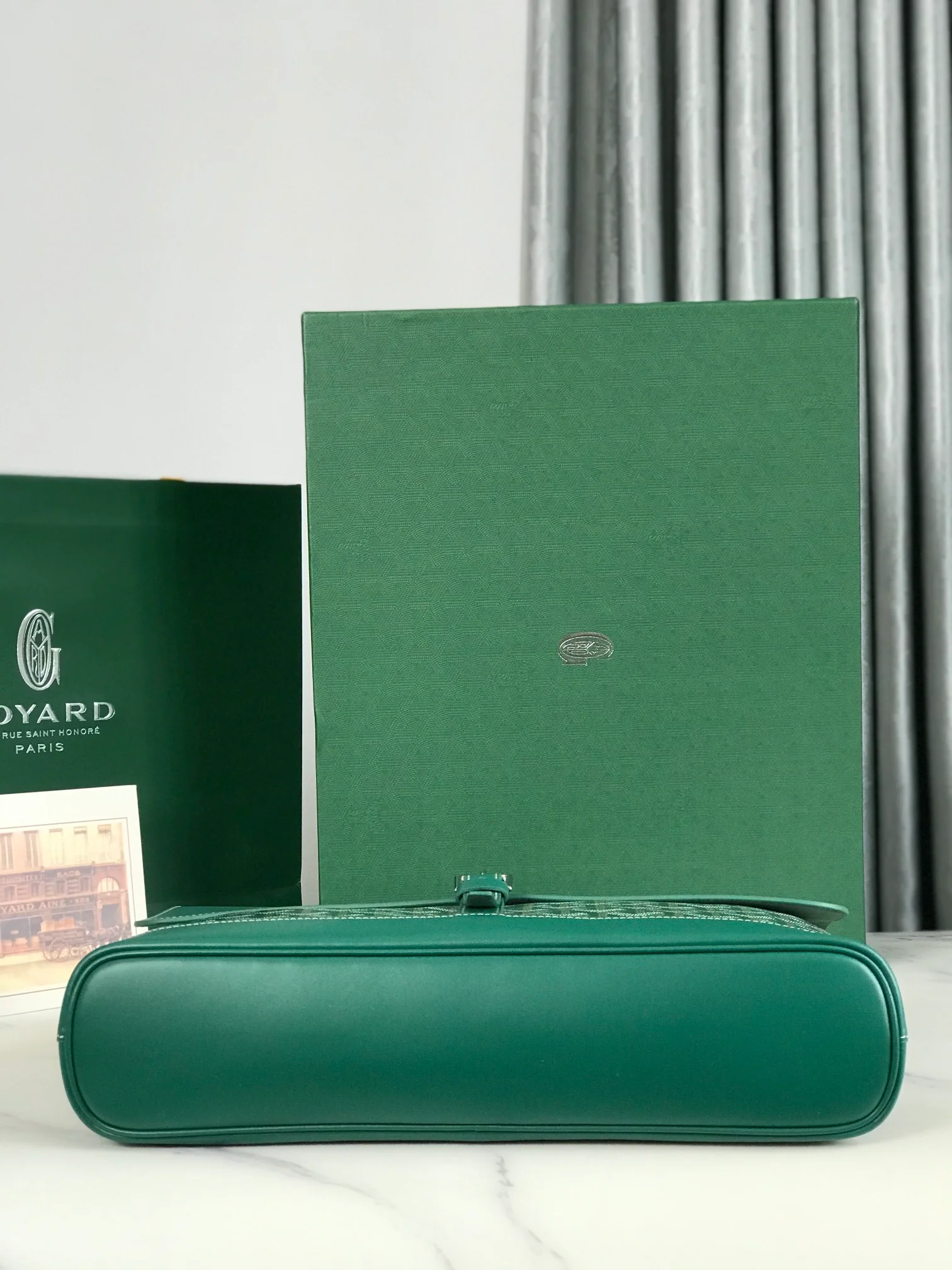 Сумка-мессенджер Goyard из льняного холста - зеленая