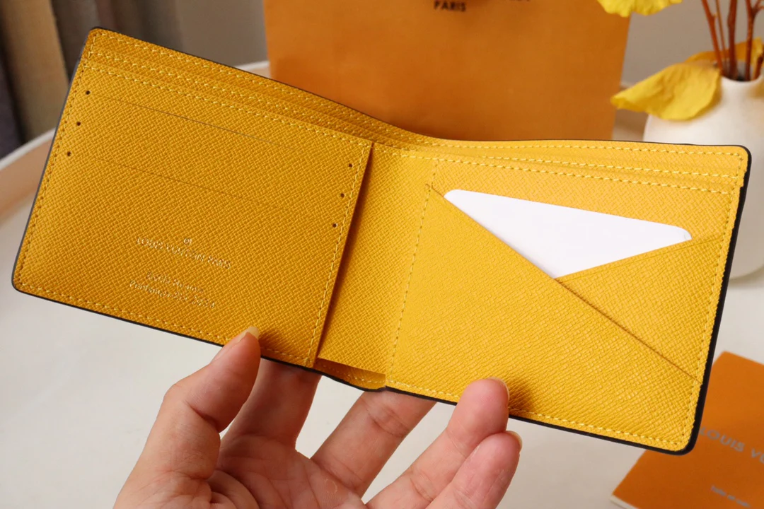 LV-m40452-Осенне-зимний новый короткий кошелек-желтый чек
