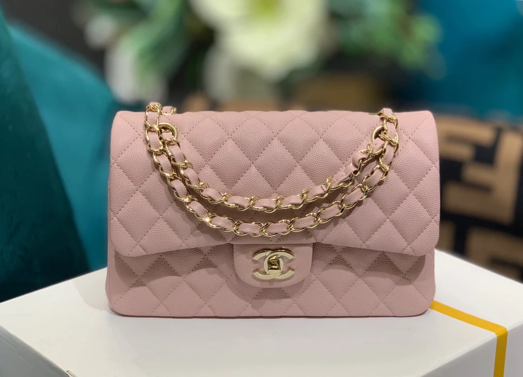 Chanel - Маленькая сумка из коричневой кожи - CF - Розовая - 23 см
