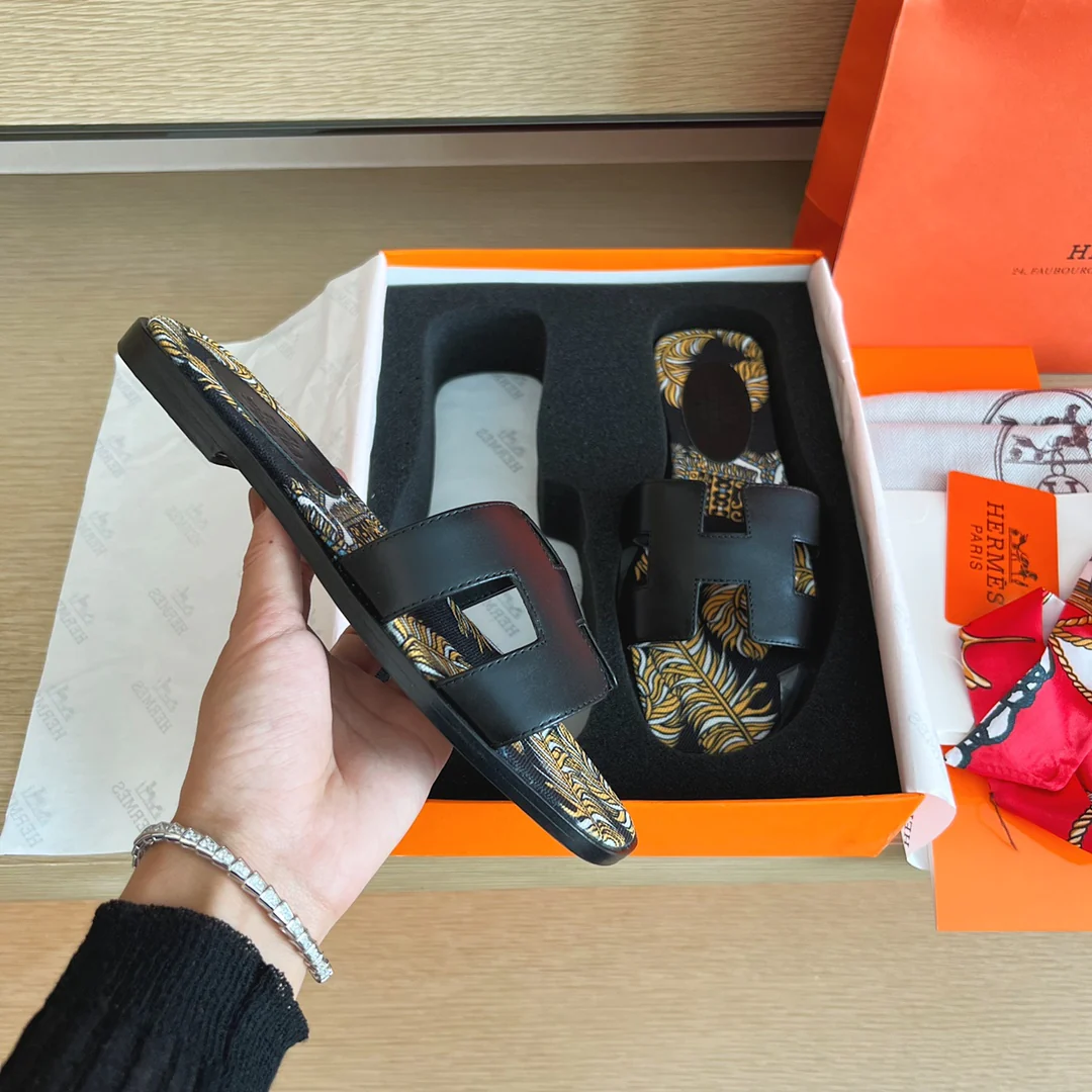 Тапочки Hermes-h Flat Slippers-1