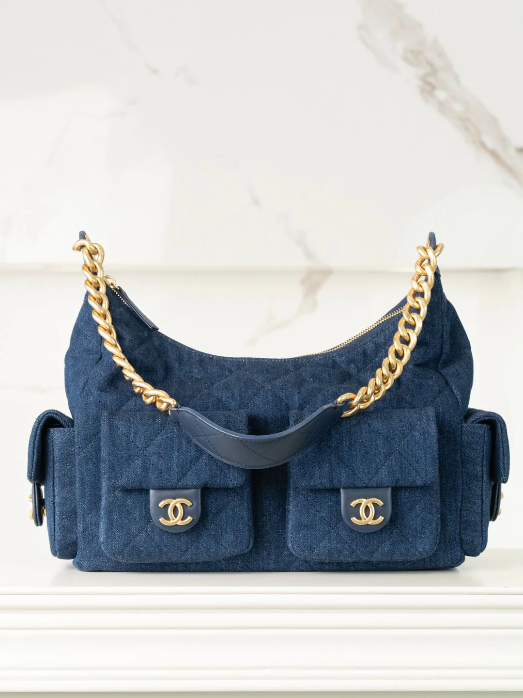 Джинсы Chanel 25c Hobo, размер Large, темно-синие.