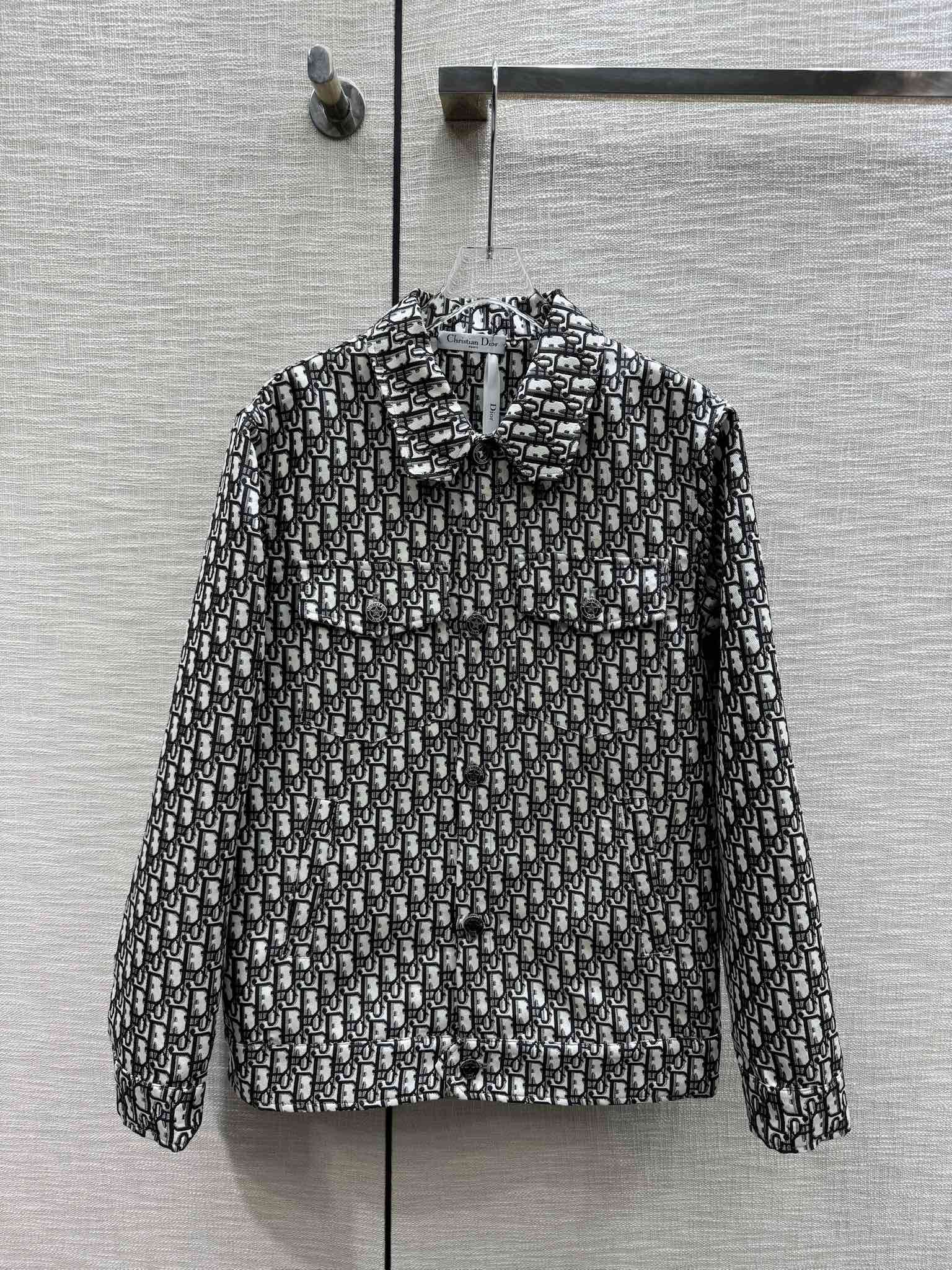 Куртка Dior 2403 Classic Monogram Logo Jacket - черно-белая