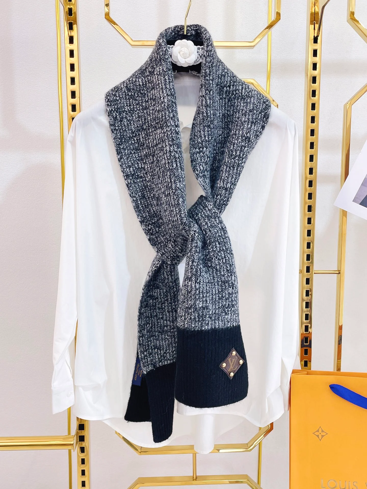 Вязаный шарф LV - 100% кашемир - 20 см - 180 см