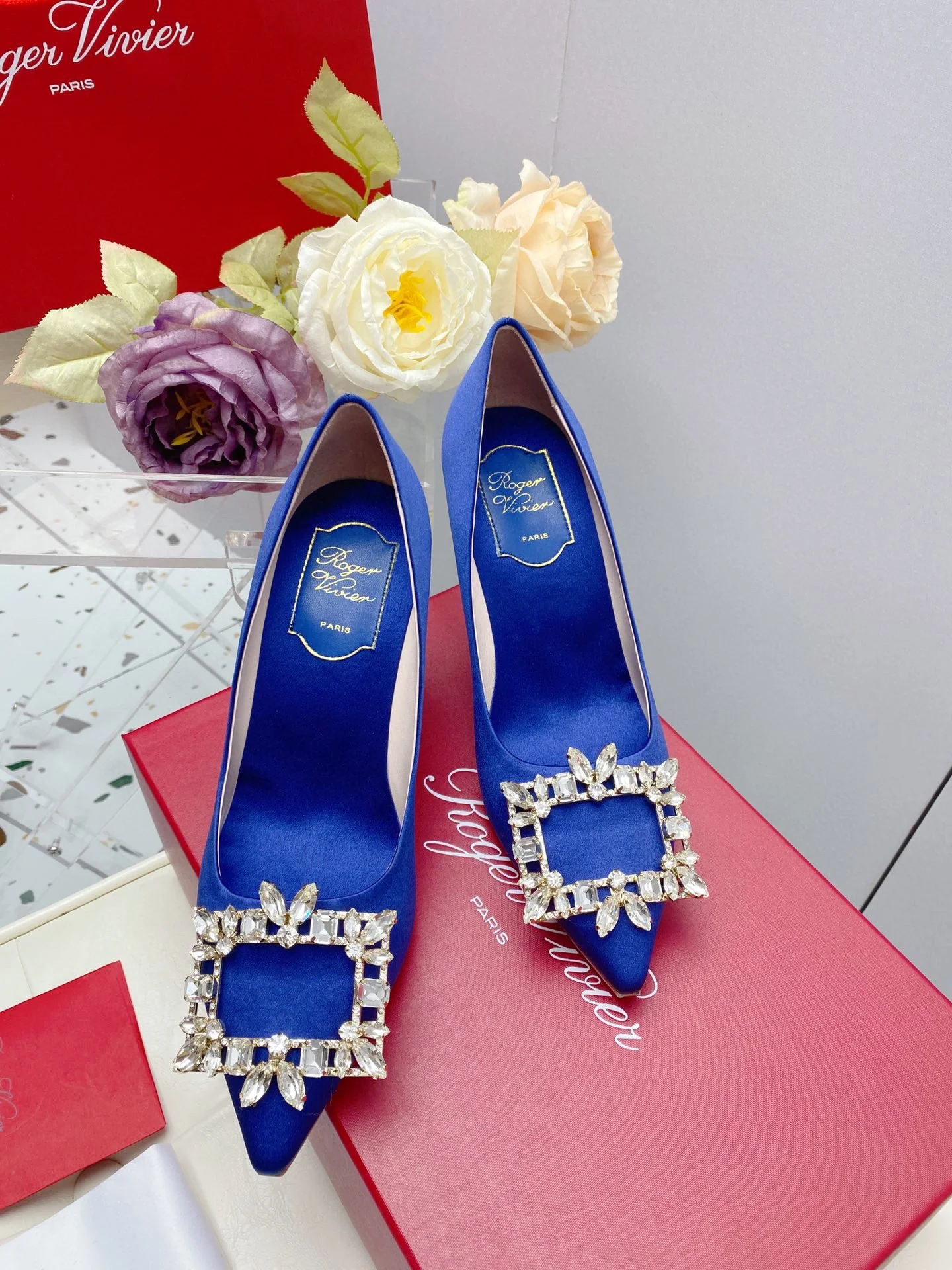 Обувь RV Shoes - Новинка ранней весны 2023 года - Туфли на высоком каблуке с пряжкой в ??виде снежинки - Синие