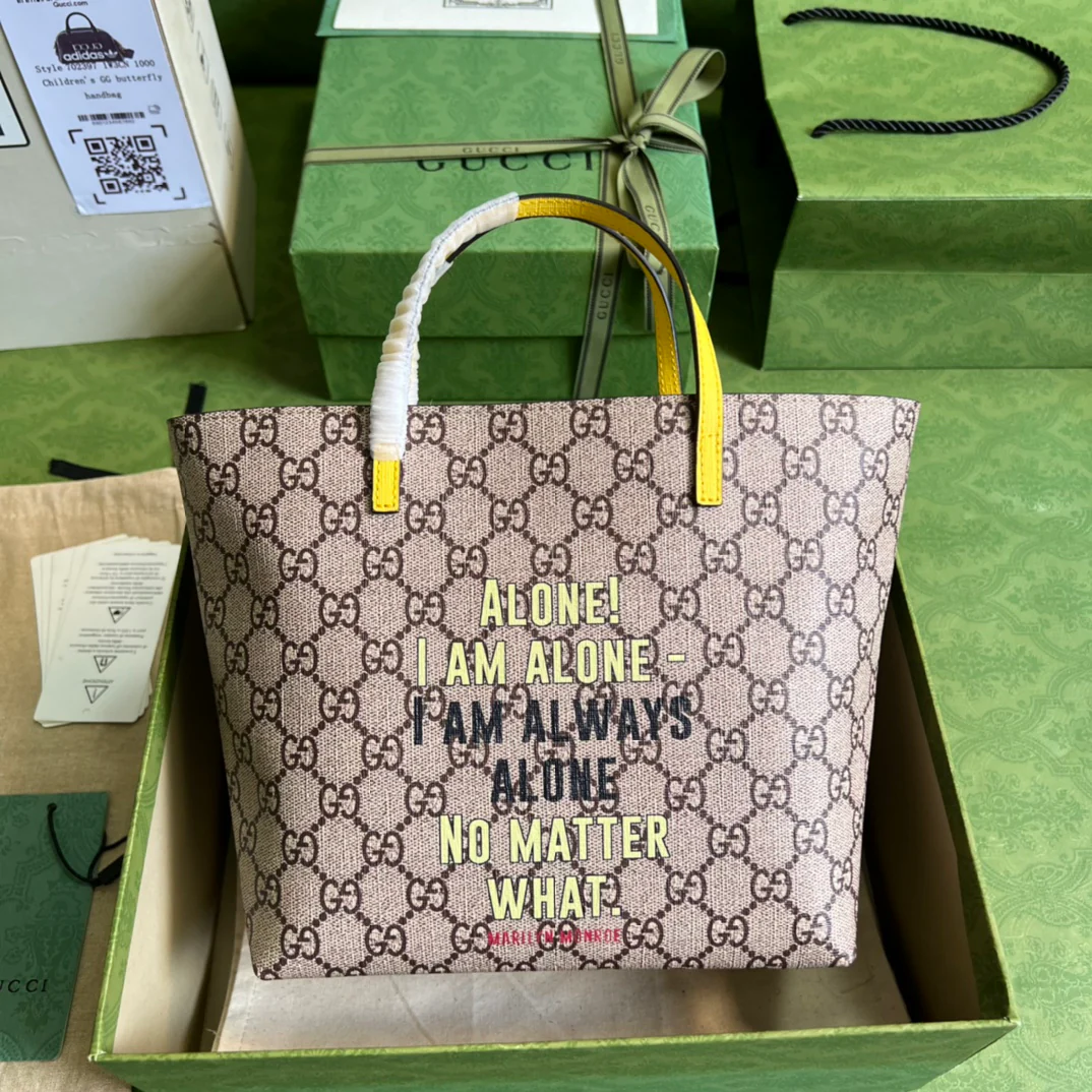 Gucci - Желтая сумка-тоут с мультяшным рисунком