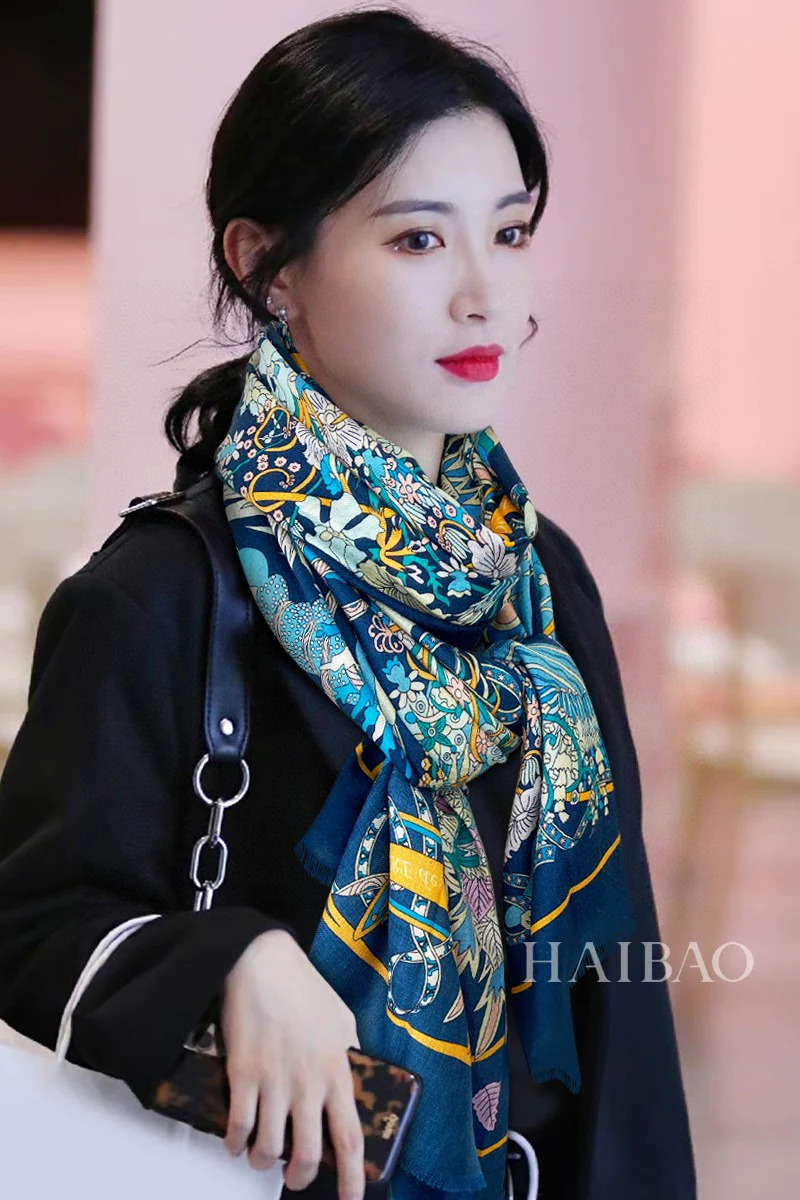 Hermes - Король сезонов, длинный шарф - 110-200 см - 100% - Кашемир премиум-класса - 1 шт.