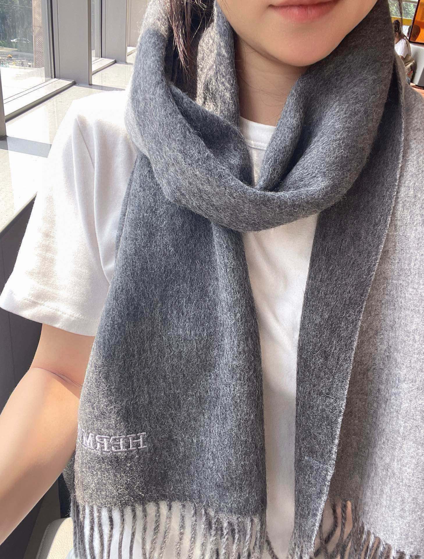 Двусторонний кашемировый шарф Hermes 2024 - 180-30