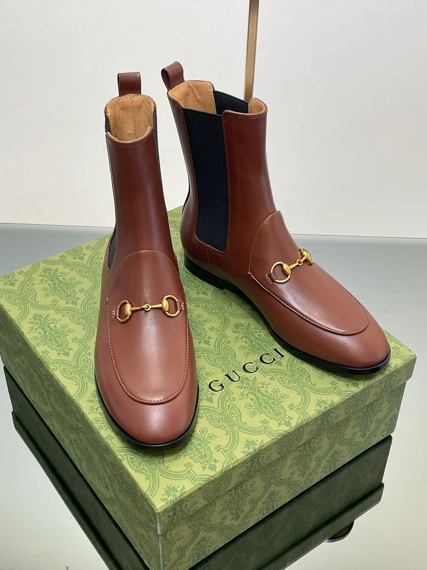 Кожаные сапоги для верховой езды Gucci 2024 - Кофейно-коричневые