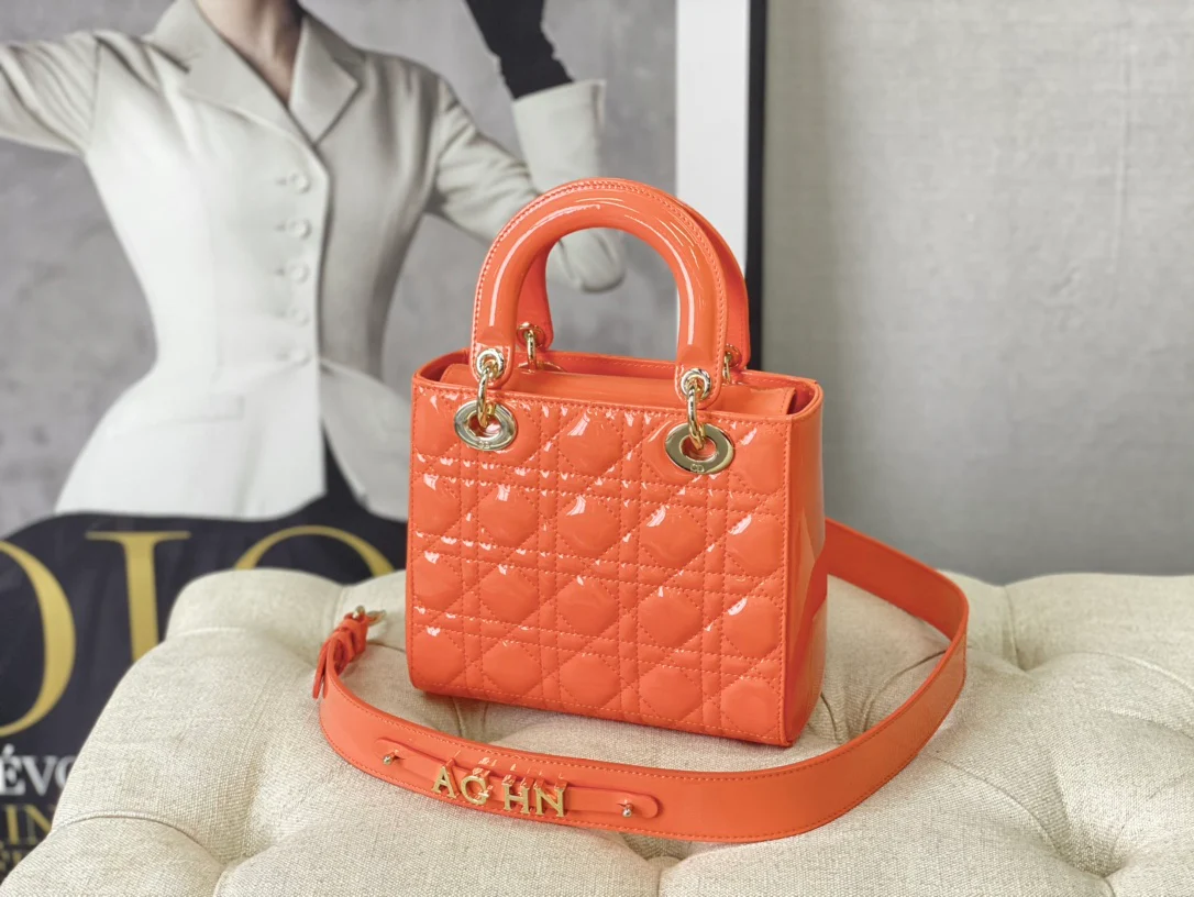 Сумка Dior Lady Dior - Четырехсекционная Princess Dior - 20 см - Оранжевая