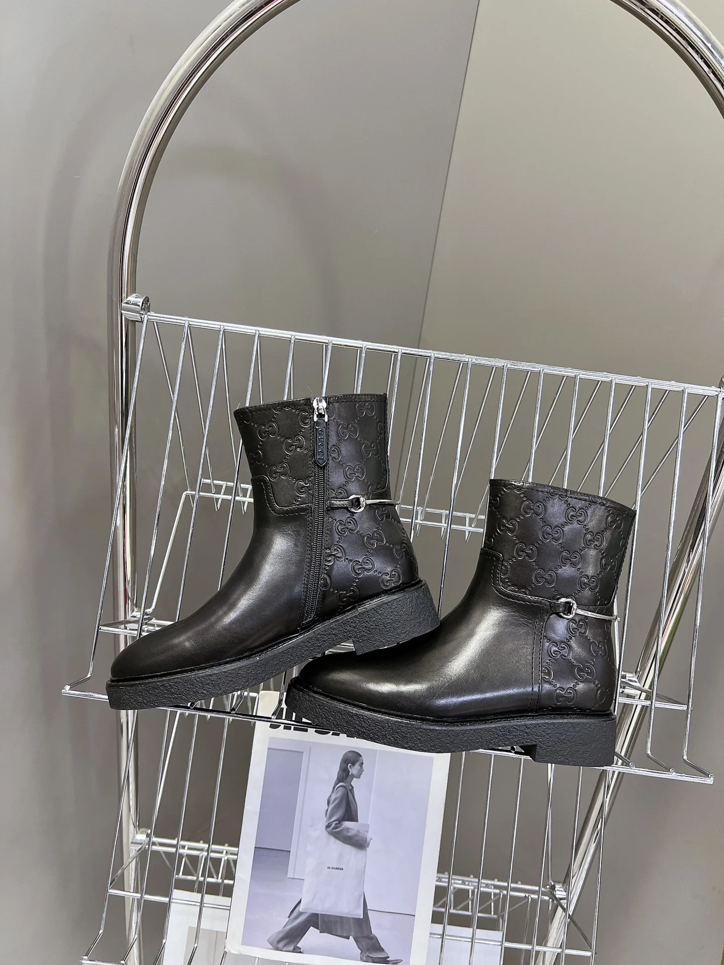 Кожаные сапоги для верховой езды Gucci 2024 - черные