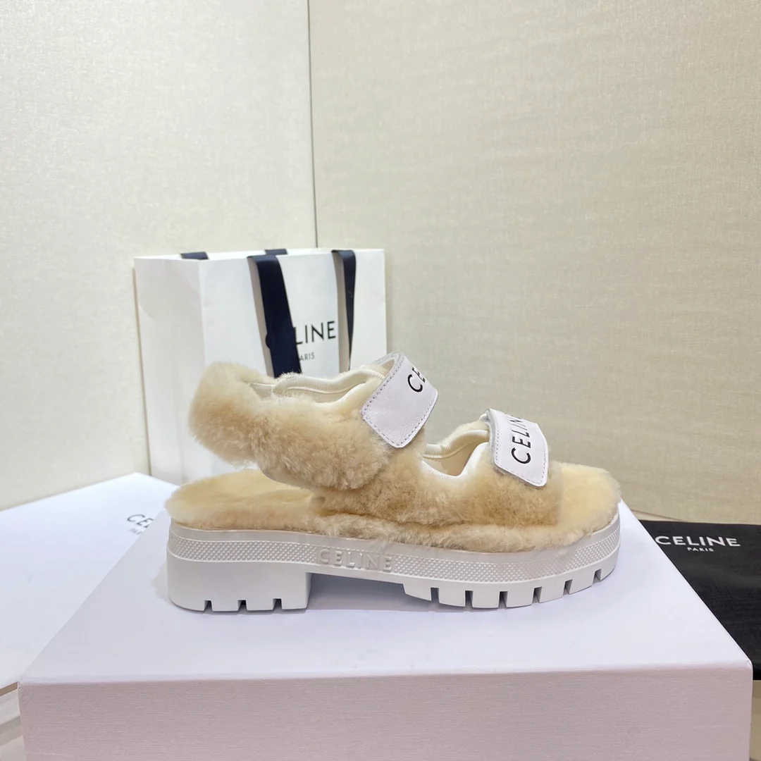 Celine - Классические меховые сандалии