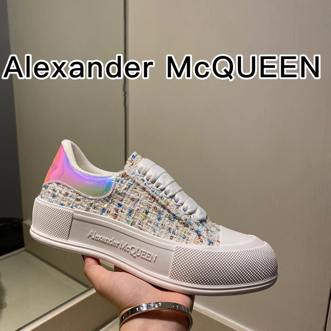 McQueen - Верх из шерсти - Подошва сзади - Кед - Светоотражающие синие и розовые элементы