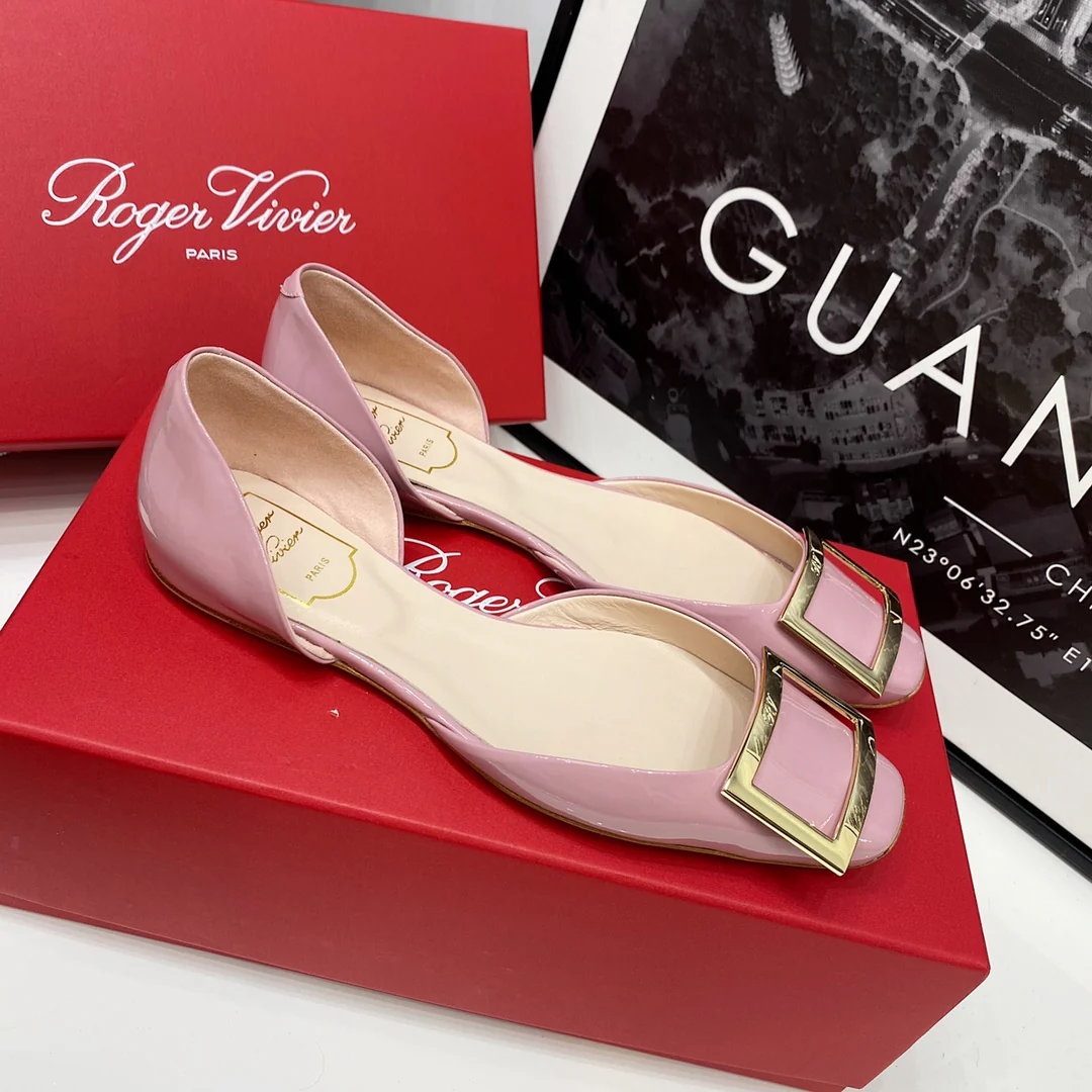 RV-Плоская подошва, полый квадратный носок, розовый и фиолетовый