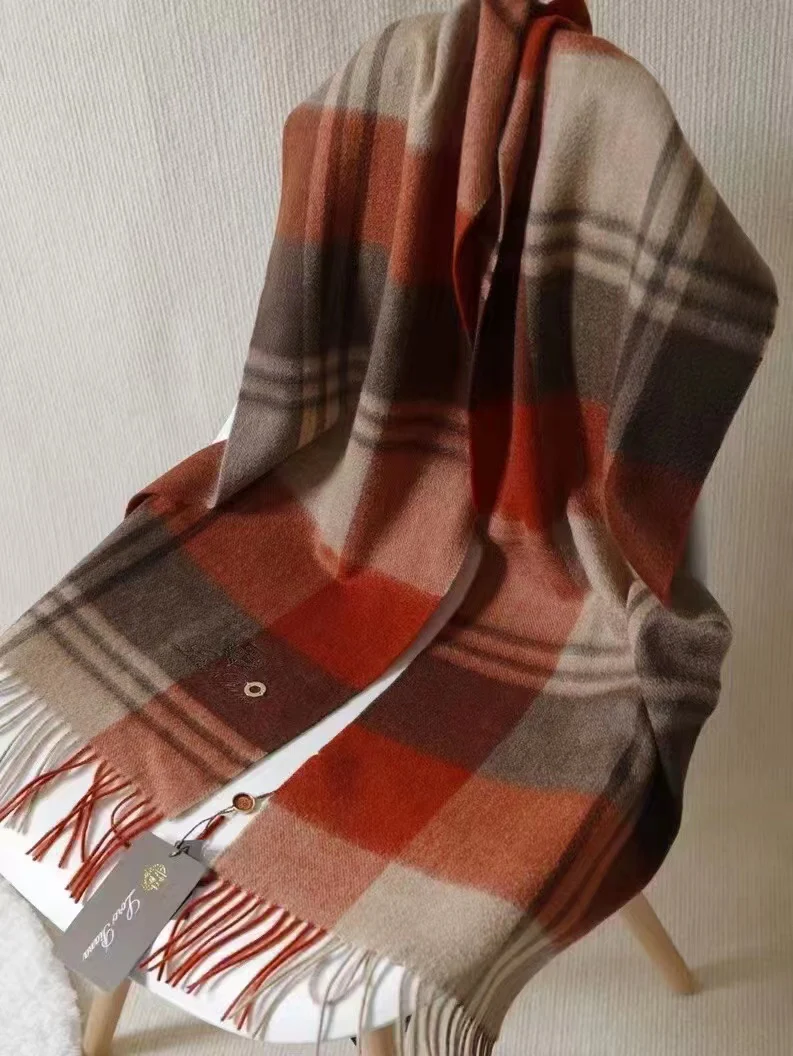 Классический кашемировый шарф Loro Piana с волнистым узором и цветовыми блоками - 100% высококачественный кашемир - 180 см - 30 см - 2 шт.