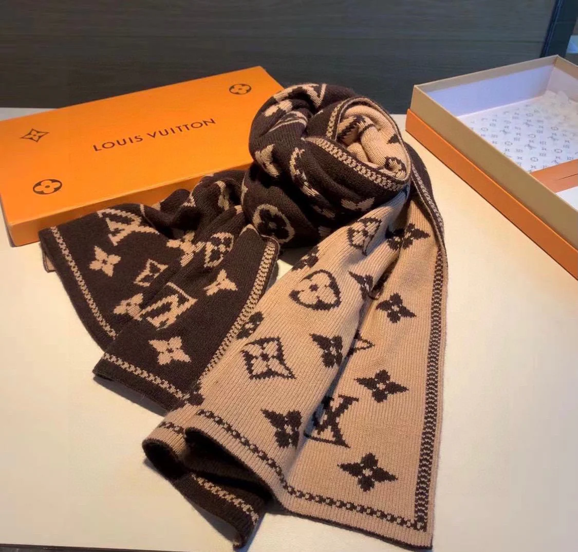 Вязаный кашемировый шарф LV - 52 см - 190 см