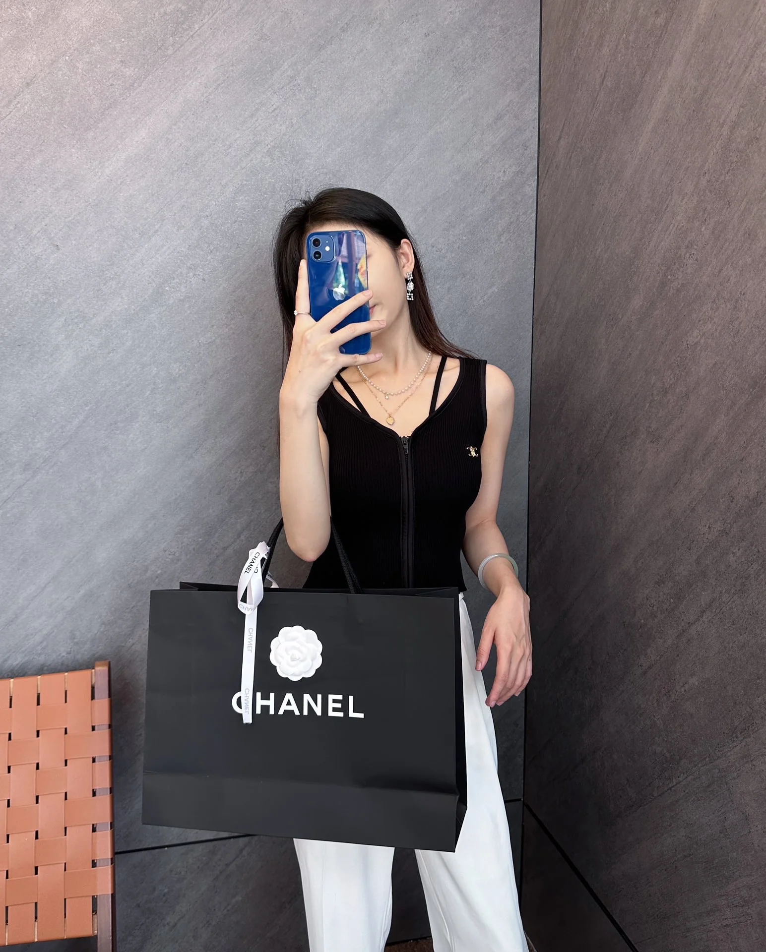 Вязаный жилет Celine-2404 с логотипом Триумфальной арки на молнии - черный