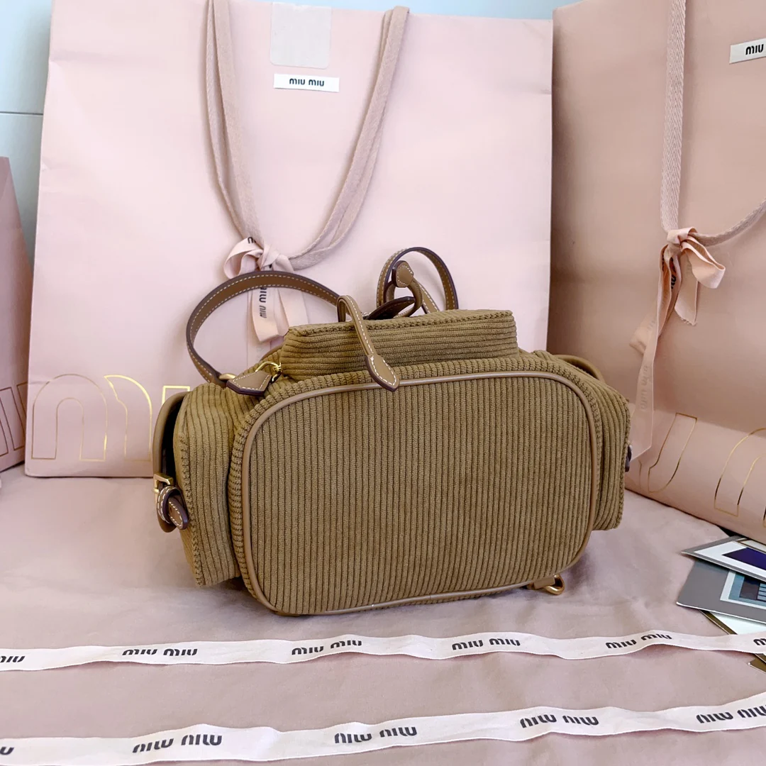 Рюкзак Miu Miu-5bz043 из вельвета - коричневый