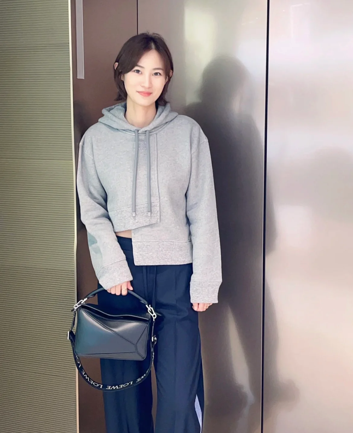 Loewe Puzzle Leather Satin Leather Black Small